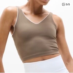 Athleta | Transcend V-Neck Crop Sports Bra Cups A-C Pyrite/White Size Small NWT